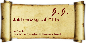 Jablonszky Júlia névjegykártya